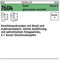 Industrial Quality Supplies DIN 7604 Form A Sechskant-Verschlussschraube Feingewinde