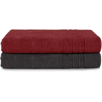 Komfortec Handtuchset 80 x 200 cm schwarz/rot 2 St.