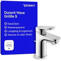 Duravit Waschtisch-Einhebelmischer S MinusFlow Wave Ausl. 95mm, m Zugst.Abl.Gar.,