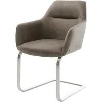 DeLife Freischwinger Pejo-Flex Mikrofaser Taupe Vintage Freischwinger flach Edelstahl