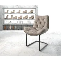 DeLife Freischwinger Taimi-Flex Mikrofaser Taupe Vintage Freischwinger rund Schwarz