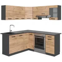 Vicco Eckküche Rick, Anthrazit/Goldkraft Eiche 187 x 167 cm