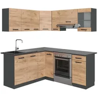 Vicco Winkelküche L-Form 187 x 167 cm Anthrazit/Goldkraft Eiche