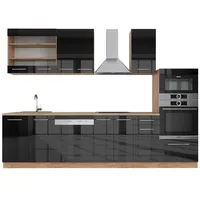 Vicco Küchenzeile Fame-Line Anthrazit Hochglanz/Goldkraft Eiche 300 cm mit