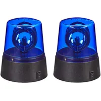 Relaxdays LED Blaulicht, 2er Set, Rundumleuchte mit drehendem Reflektor,