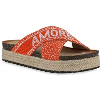Stiefelparadies Damen Pantoletten in Orange,