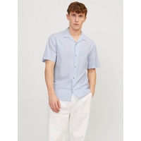 JACK & JONES Summer Resort Linen Kurzarmhemd Cashmere Blue