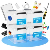 ATHLON TOOLS 4x 20L Aufbewahrungsboxen mit Deckel, transparent –