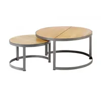 Diamond Garden 2er Set Loungetische NESTED rund, Edelstahl Dunkelgrau