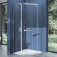 Doporro Fünfeckdusche Duschkabine Rav08K 90x90x195cm Duschabtrennung inkl. 4cm flacher