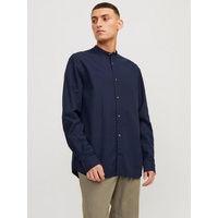 JACK & JONES Summer Band Linen Langarmhemd Navy Blazer