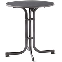 Sieger Boulevard-Klapptisch mit Mecalit-PRO-Platte. Plattenmaß ca. 70cm ø, Eisengrau/Schiefer