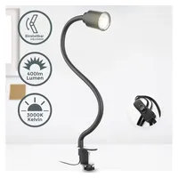 B.K.Licht Schreibtischleuchte, Leuchtmittel GU10 LED wechselbar, Klemmleuchte, warmweiß, flexibler