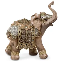 Formano Dekofigur Elefant naturfarben bemalt mit Relief und Acryl-Steinen