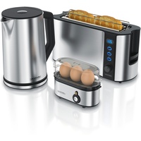 Arendo Frühstücks-Set in silber - Wasserkocher / Toaster /