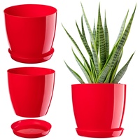 Kadax Blumentopf, Pflanzkübel mit Untersetzer, runder Blumenkübel für Innen,
