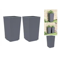 VidaXL Pflanzkübel 2 Stk. Grau 32,5x32,5x57 cm PP