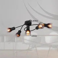 GLOBO Deckenlampe 5 flammig Deckenleuchte schwarz Wohnzimmerlampe Schlafzimmerleuchte, Glas