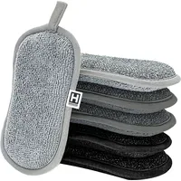 Hensslers Mikrofasertuch HENSSLERS "2in1", grau (grau, schwarz), B:10cm H:10mm