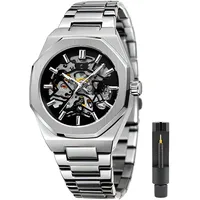 S&t design Herren Uhr Automatik Mechanische Skelett Edelstahl Wasserdicht