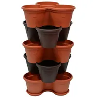 ENGELLAND 5X Blumentopf Säulentopf Pflanzturm Hochbeet mit Untersetzer stapelbar