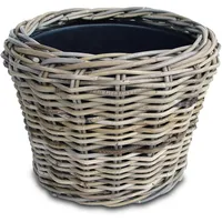Spetebo Rattan Pflanztopf 33 x 24 cm Grau