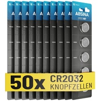 Absina Knopfzellen CR2032 3V 50er Pack - Batterien CR2032