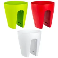 ENGELLAND 3 x Blumentopf für Balkon-Geländer, Farbmix: Grün, Rot,