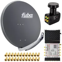 PremiumX Satelliten-Komplettanlage Fuba DAA 850 A Satellitenschüssel Alu Anthrazit