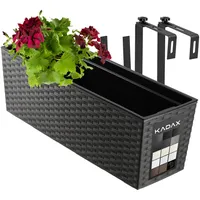 Kadax Blumenkasten aus Kunststoff, 18,5x56 cm, Schwarz