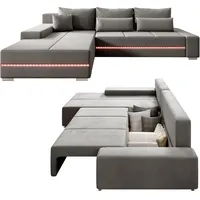 Juskys Sofa Davos Links - Ecksofa mit Schlaffunktion Bettkasten,