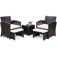 Goplus 5 tlg. Rattanmoebel, Poly Rattan Gartenmoebel, Lounge Set