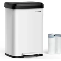 Songmics Mülleimer 50 Liter Abfalleimer, Tretmülleimer aus Metall