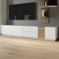 Forte Lewisville TV-Lowboard 239,4 cm Grau Hellgrau/Eiche Holzwerkstoff