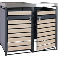 MCW Mülltonnenverkleidung mit Pflanzkasten MCW-J81, erweiterbar, 125x132x80cm Metall 47kg,