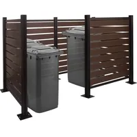 MCW Alu Mülltonnen-Zaun MCW-K57, Mülltonnenverkleidung, Holzoptik erweiterbar 130x300x110cm ~