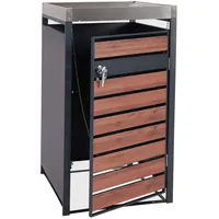 MCW 1er Mülltonnenverkleidung mit Pflanzkasten MCW-J81, erweiterbar, 125x68x80cm Metall