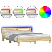 VidaXL Bettgestell mit Kopfteil und LED-Beleuchtung Sonoma-Eiche
