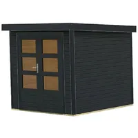 Karibu Holzgartenhaus Gartenhaus 19mm Hybrid Modern X anthrazit mit