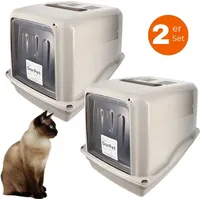 GarPet 2er Set Katzenklo mit Deckel XXL Katzentoilette große