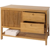 Mendler Teak-Kommode HWC-M70, Sideboard, Schiebetüre Schubladen, hochwertiges B-Grade-Teak (Kernholz,
