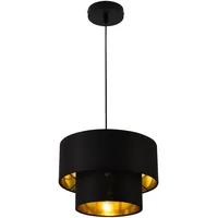 Lux.pro Hängeleuchte Lopar Ø 30 cm Metall Stoff Schwarz/Gold