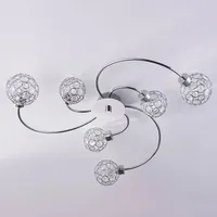 LINDBY Deckenleuchte Tyron, Ø 65 cm, chrom, Glas, Metall