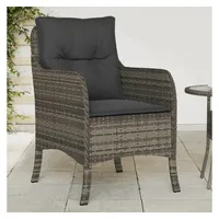 VidaXL Gartenstühle mit Kissen 2 Stk. Grau Poly Rattan