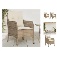 VidaXL Gartenstühle mit Kissen 2 Stk. Beige Poly Rattan