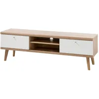 Furn.design TV-Lowboard weiß und Eiche Riviera TV-Unterteil skandinavisch 160