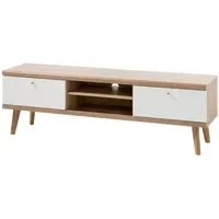 Furn.design Helge TV-Lowboard 160x50x40 cm Weiß/Eiche Massivholz