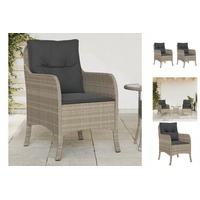 VidaXL Gartenstühle mit Kissen 2 Stk. Hellgrau Poly Rattan