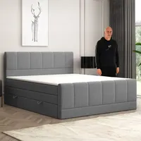 Möbel punkt Boxspringbett Dublin mit Bettkasten Taschenfederkern 180x200cm Anthrazit