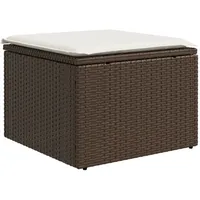 VidaXL Gartenhocker mit Kissen Braun 55x55x37 cm Poly Rattan